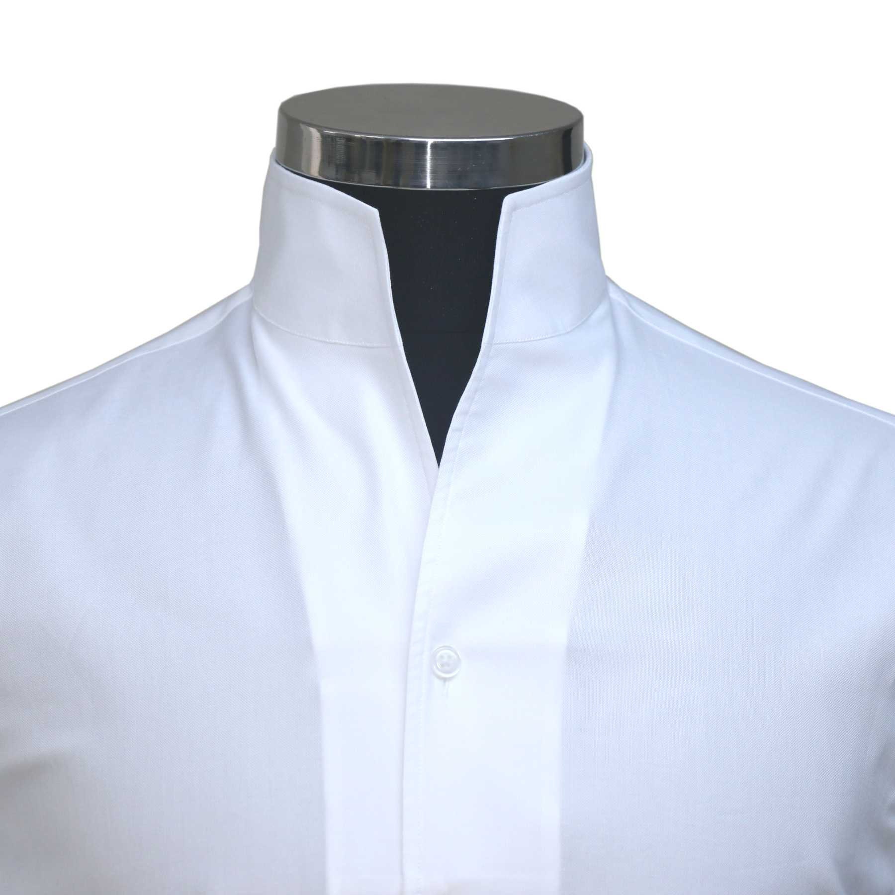 Men S High Open Collar White Shirt 100 Cotton No Button Etsy Finland