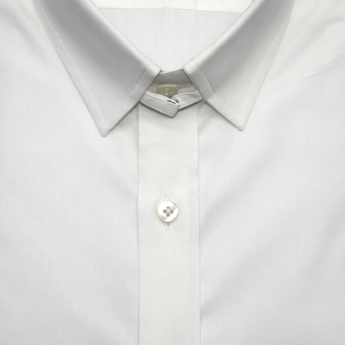 Tab Collar Loop Collar Shirt White Business Formal - Etsy