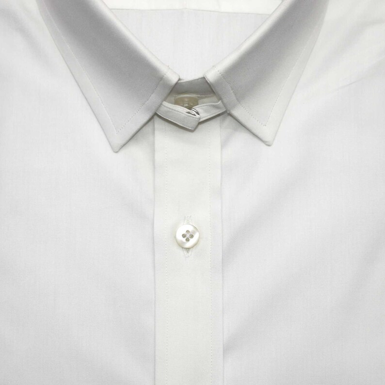 Tab Collar Loop Collar Shirt White Business Formal Etsy
