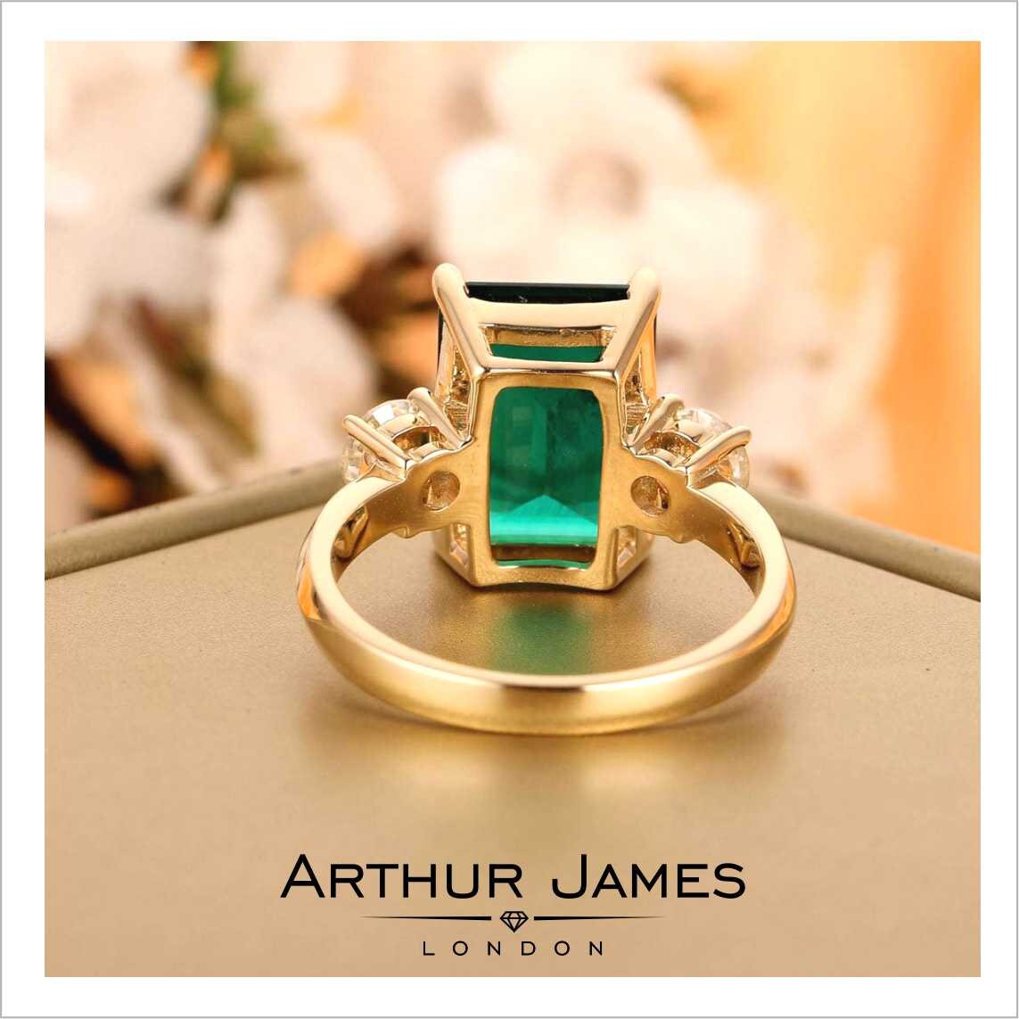 Green Emerald Vintage Engagement Ring 3.5 Ct 14k Gold Etsy