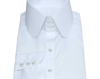 High Collar Shirt Plain White High Neck ...