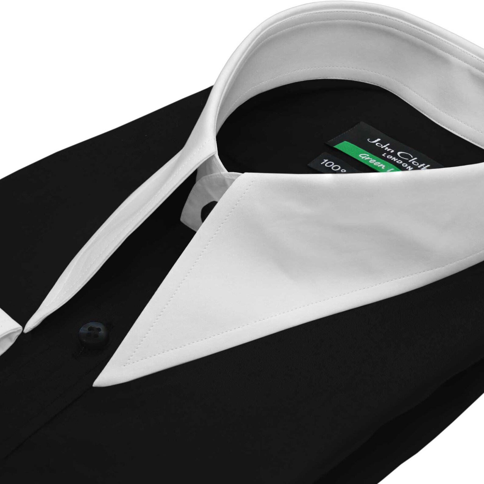 Long Spearpoint Collar Mafia Collar Shirt Plain Jet Black - Etsy