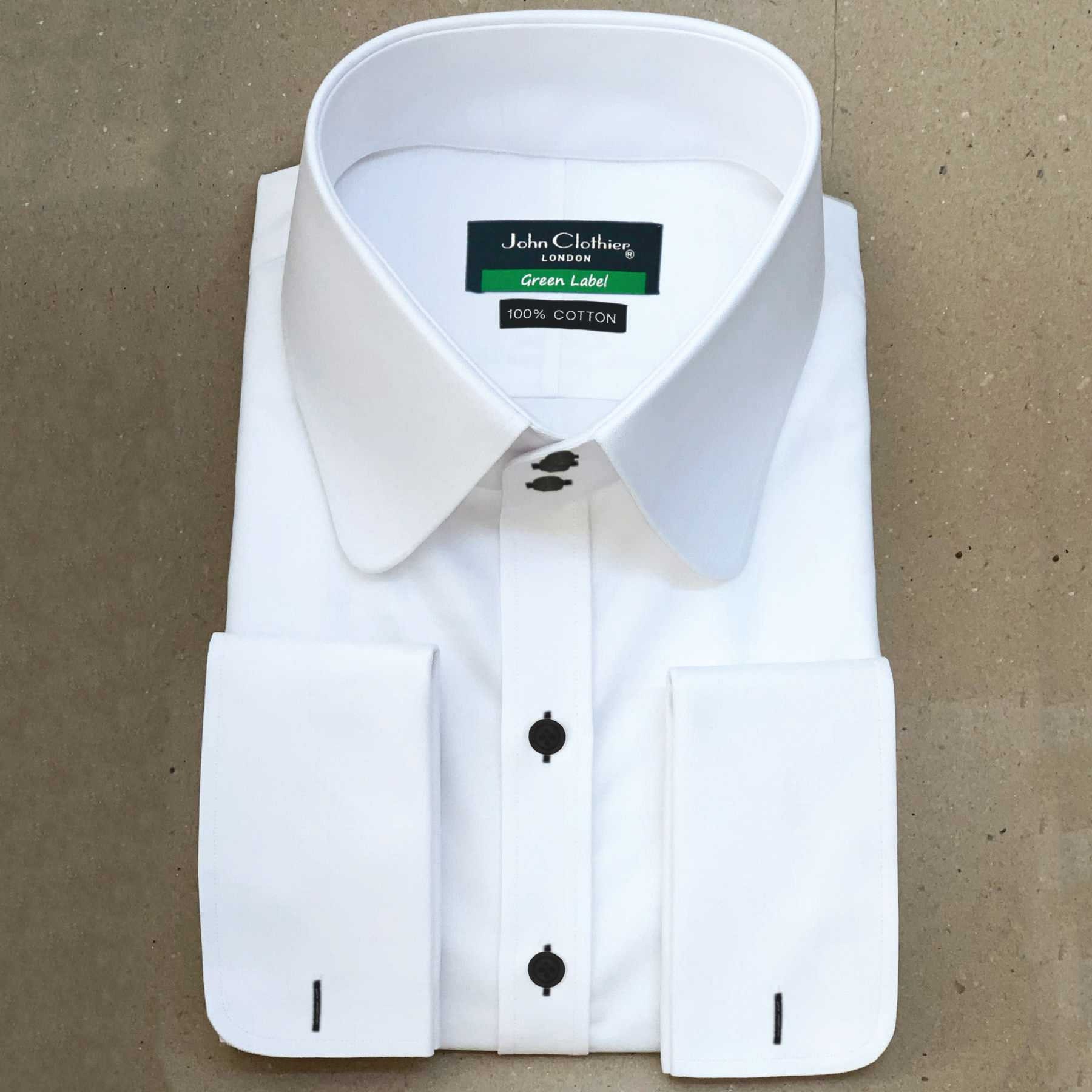 High Collar Shirt Penny White Contrast Buttons 3 Button 100% - Etsy