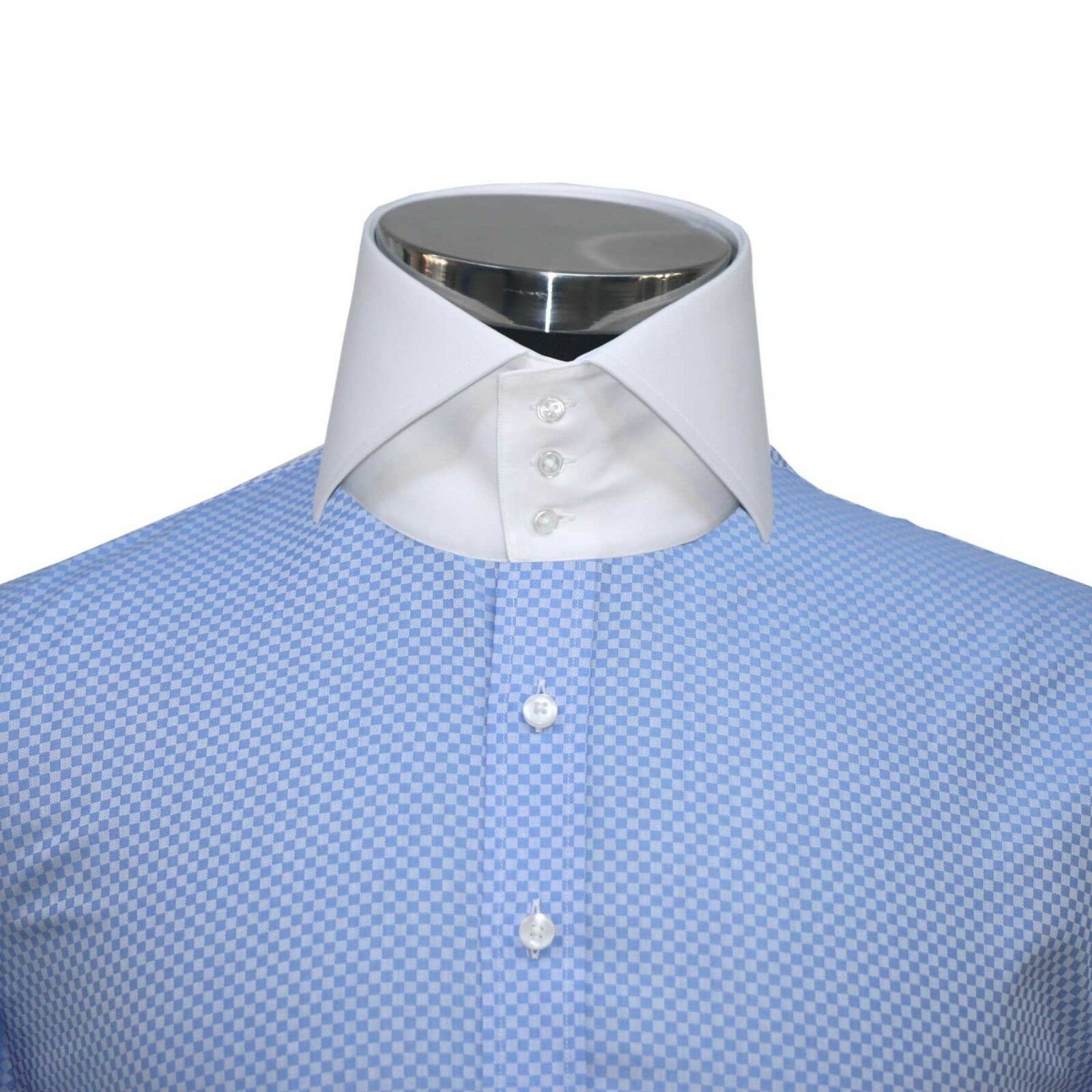 Sportman reparatie Gespecificeerd Hoge kraag blauw overhemd 3 knoop kraag shirt voor mannen - Etsy België