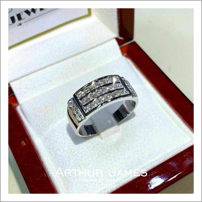 Mens Diamond Ring 2 Ct Cluster Gemstone Mens Wedding Band Etsy