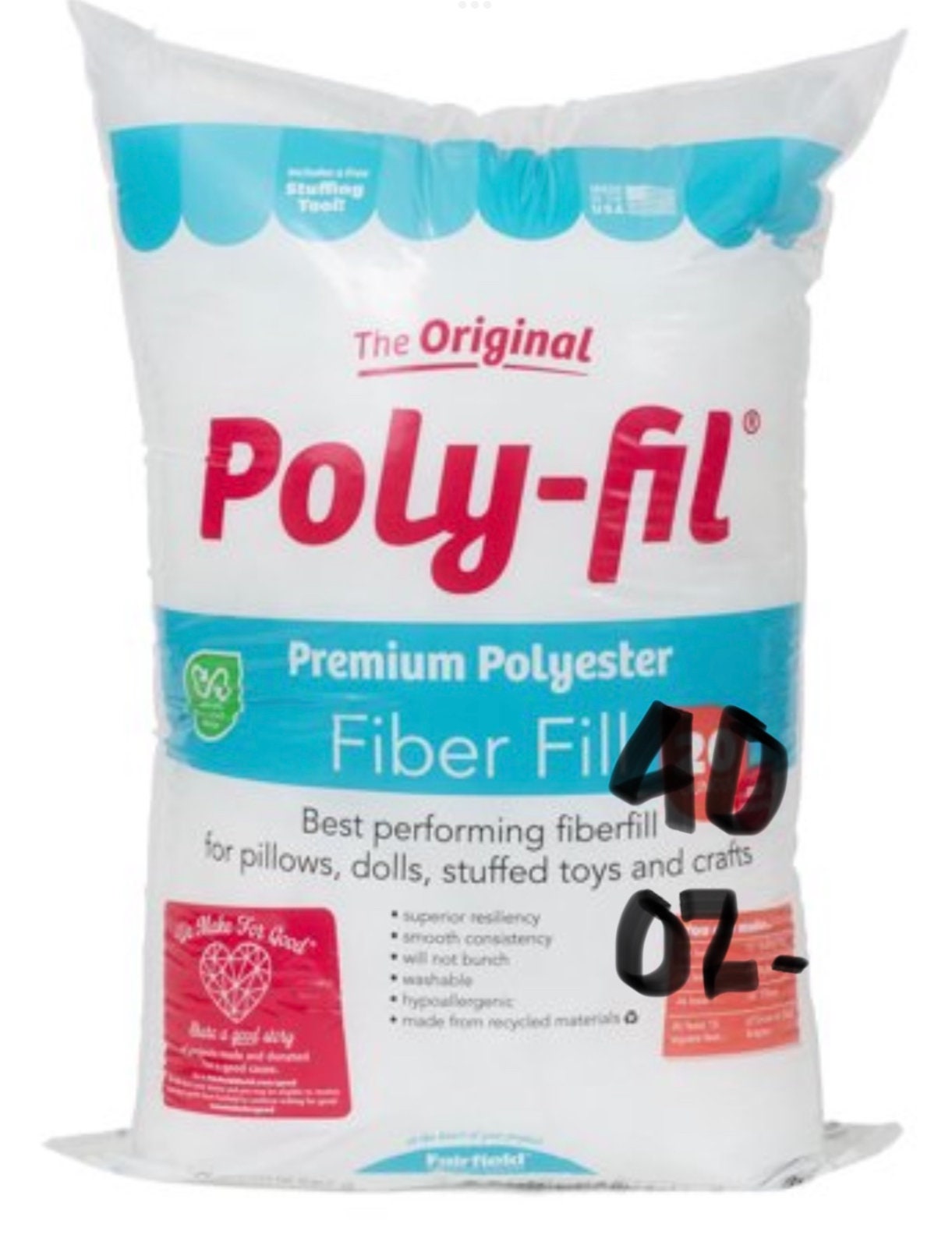 40 Oz. / 2.5 Lbs Poly-fil® Premium Polyester Fiber Fill not