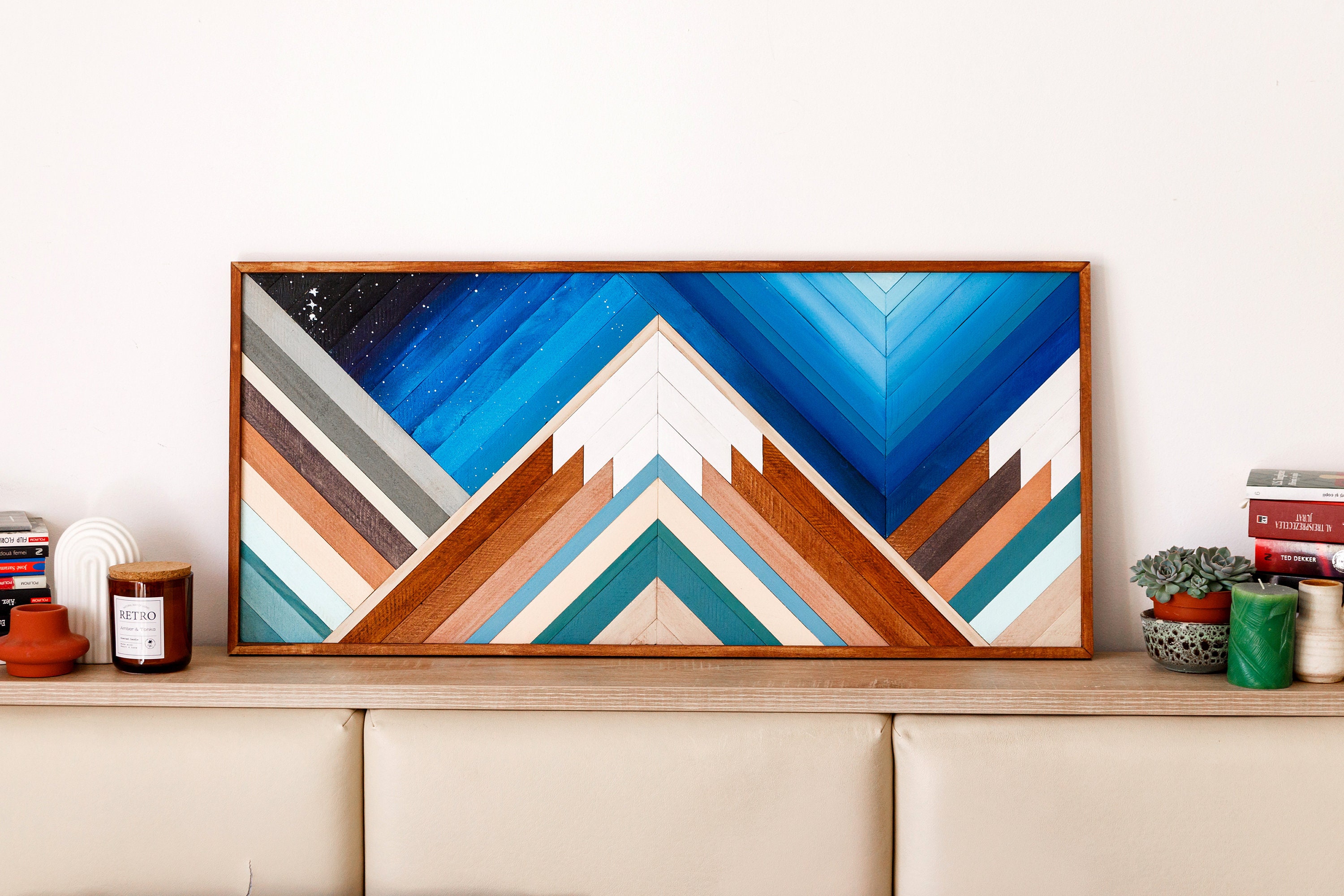 Buy MOUNTAIN WOOD ART, Mountain Sunset Mountain Etsy in Online Art, Capped Landscape, Livingroom - Snow Wood Wood Mountain Geometric India Plaque, Hanging, Wall Decor