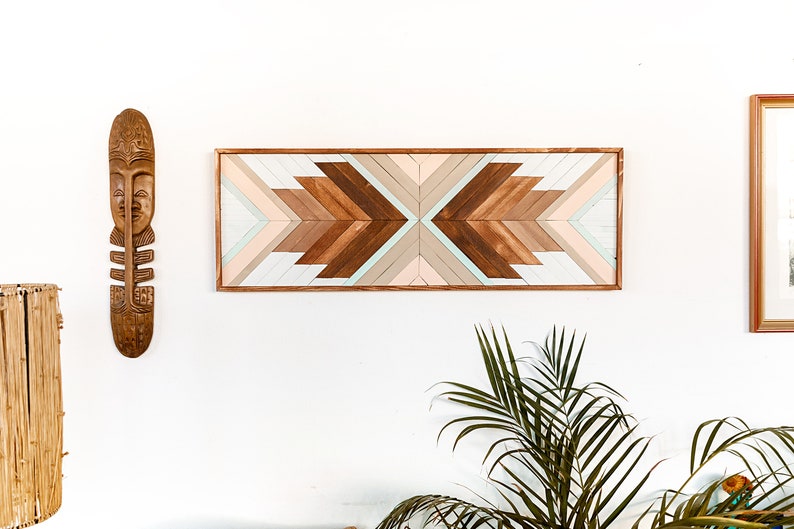 PASTEL Geometric Wood Wall Art Warm Wood Wall Hanging Boho Etsy