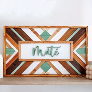 Decoración geométrica personalizada para guardería con nombre de bebé, letrero de habitación personalizado con el nombre del niño, arte de pared para habitación de niño pequeño, colgante de pared para dormitorio infantil