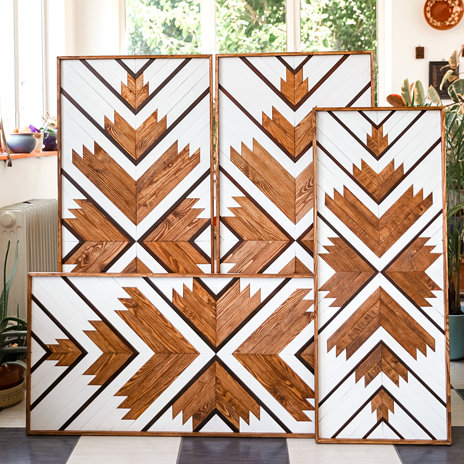 WOOD WALL ART, Geometric Wood Wall Art, Large Wood Wall Hanging, Boho