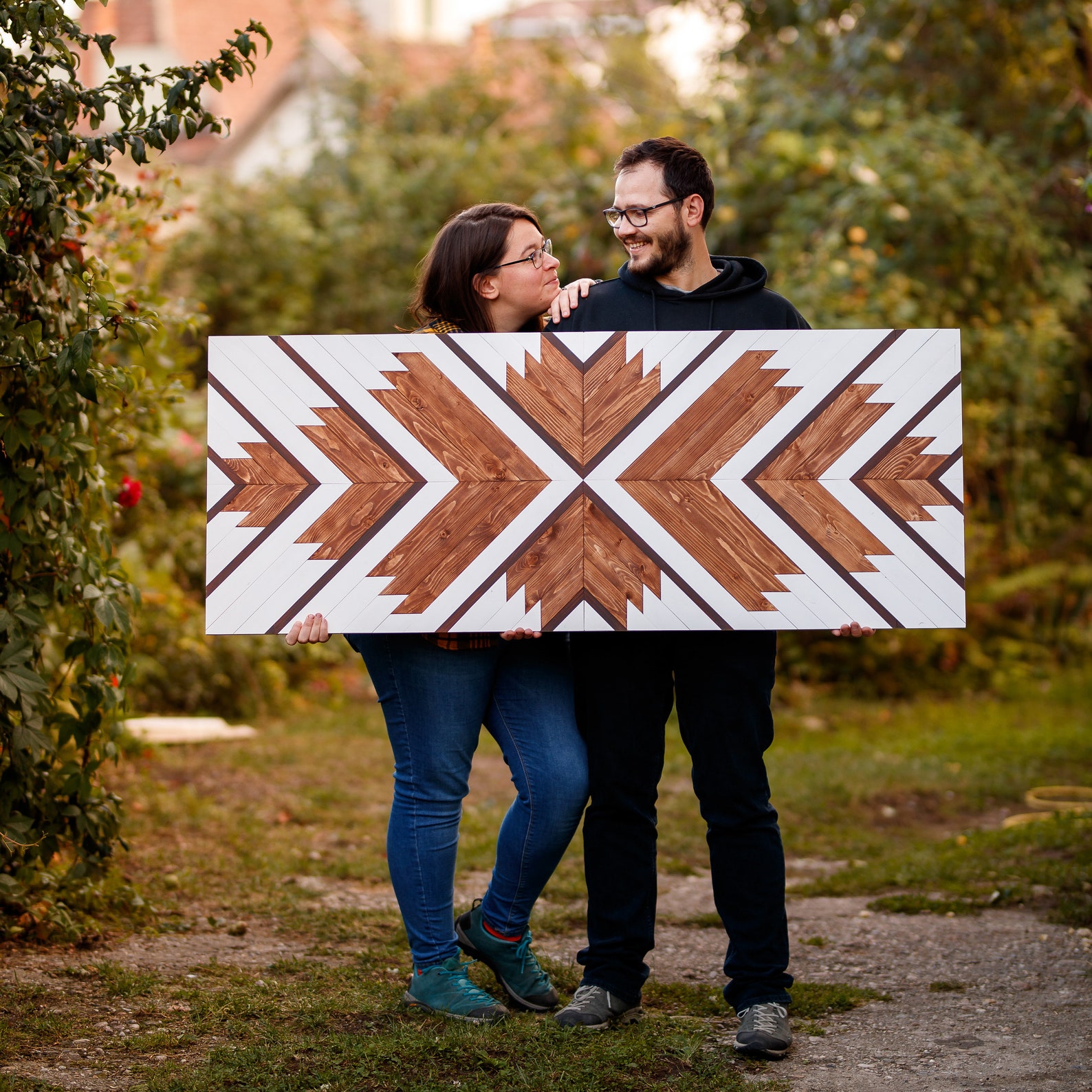 WOOD WALL ART, Geometric Wood Wall Art, Large Wood Wall Hanging, Boho