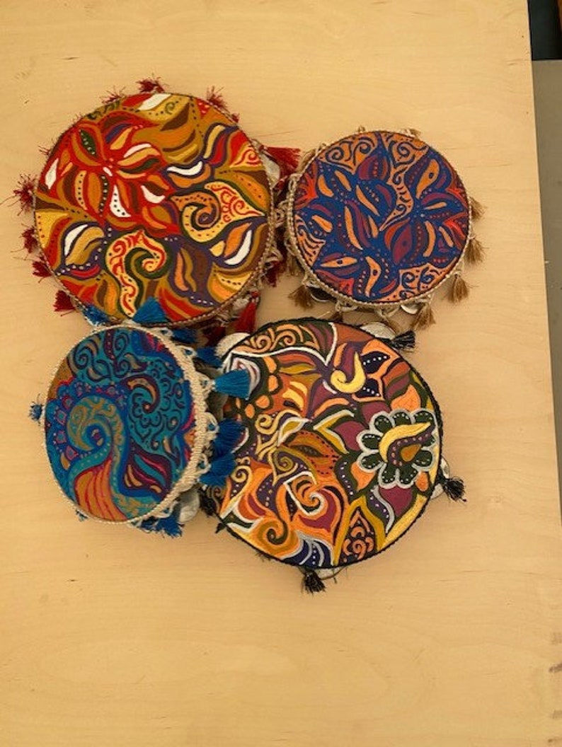 Colorful handpainted tambourines Etsy