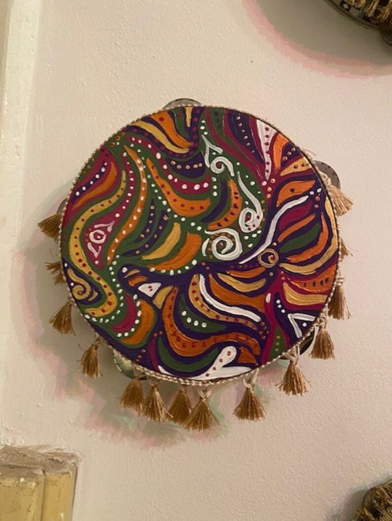 Colorful handpainted tambourines Etsy