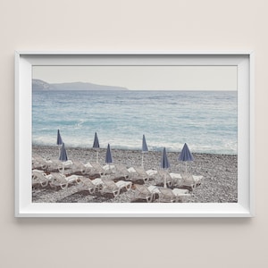 Nice France travel beach decor. French riviera print poster as digital download.