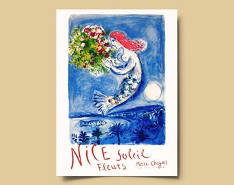 Marc Chagall Art Exhibition Poster Print, Cheap Artwork, Vintage Art Prints, French Wall Art, Digital Art Download