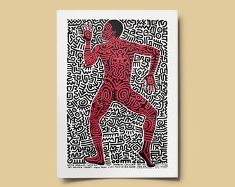 Keith Haring Print, Exhibition Poster, Pop Art Wall Art, Home Decor, Museum Poster for "Into 84", Tony Shafrazi Gallery, 1984