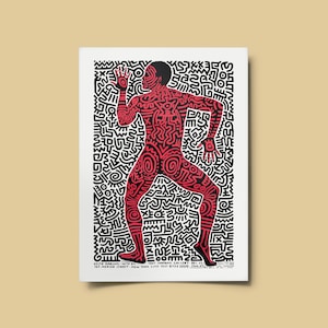Keith Haring Druck, Ausstellung Poster, Pop Art Wandkunst, Wohnkultur, Museum Poster für "Into 84", Tony Shafrazi Galerie, 1984