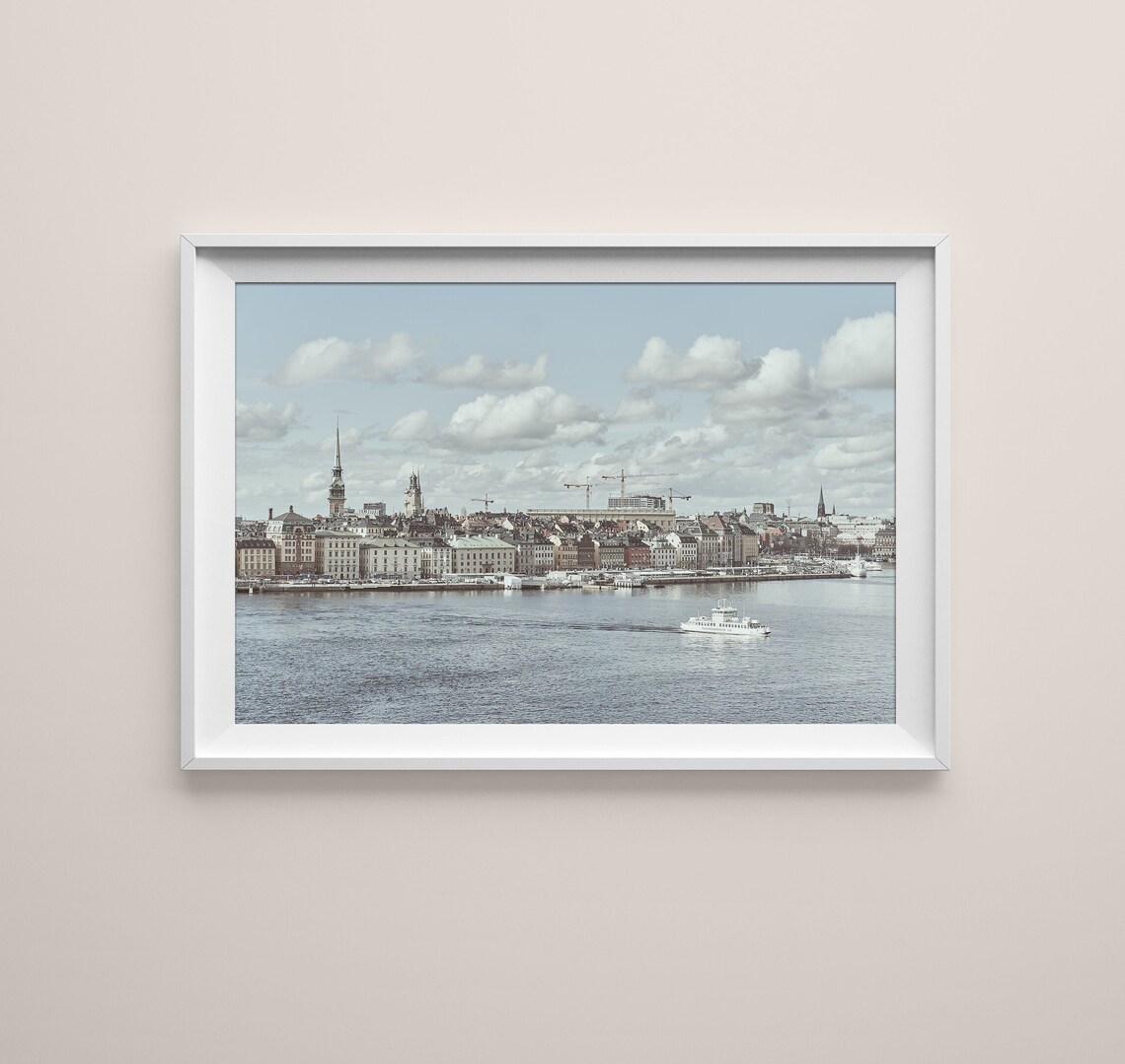 Stockholm wall art printable decor. Sweden panoramic city view Etsy 日本
