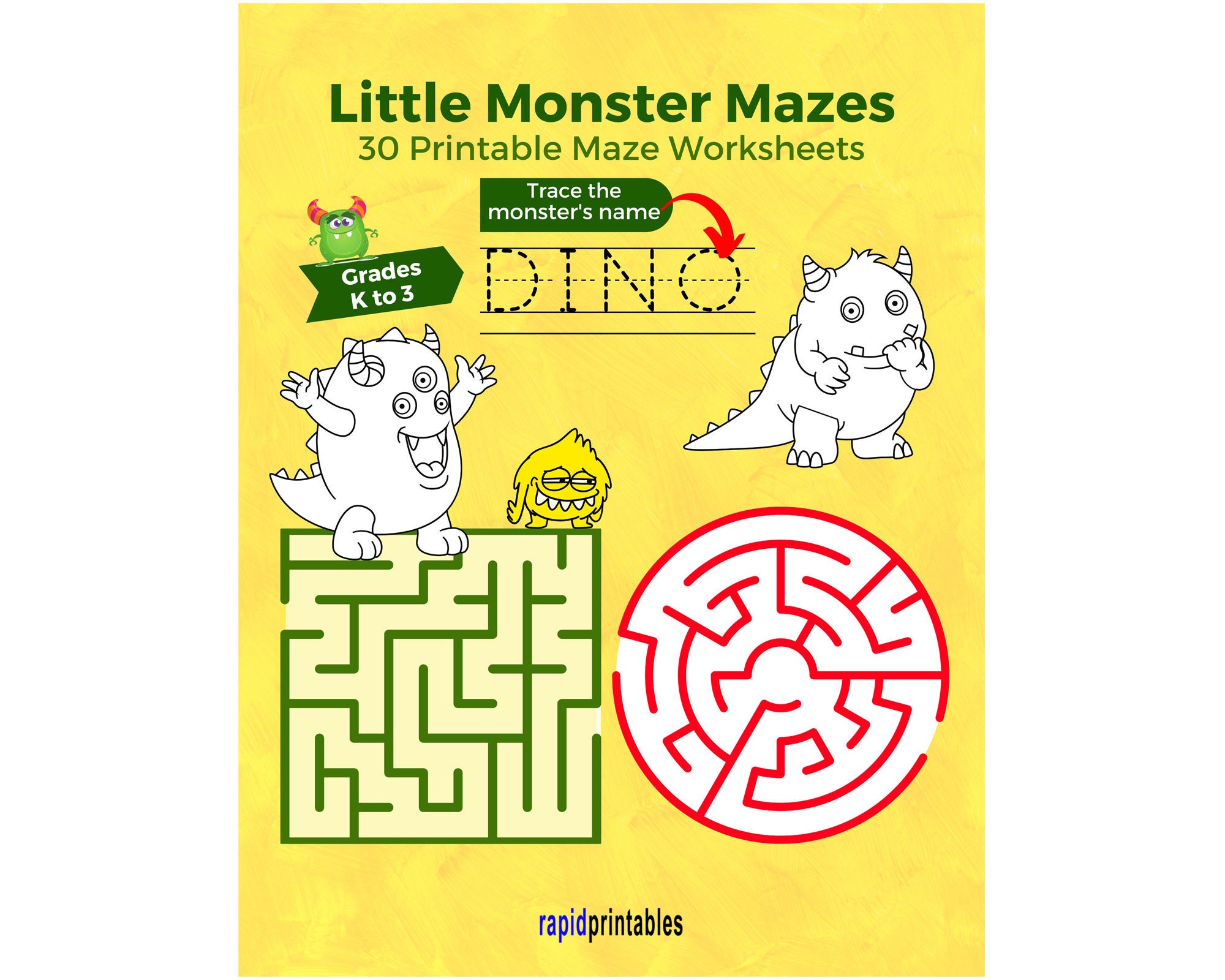 30 Printable Maze Worksheets, K-3 Activity Book, Trace Letters - Etsy