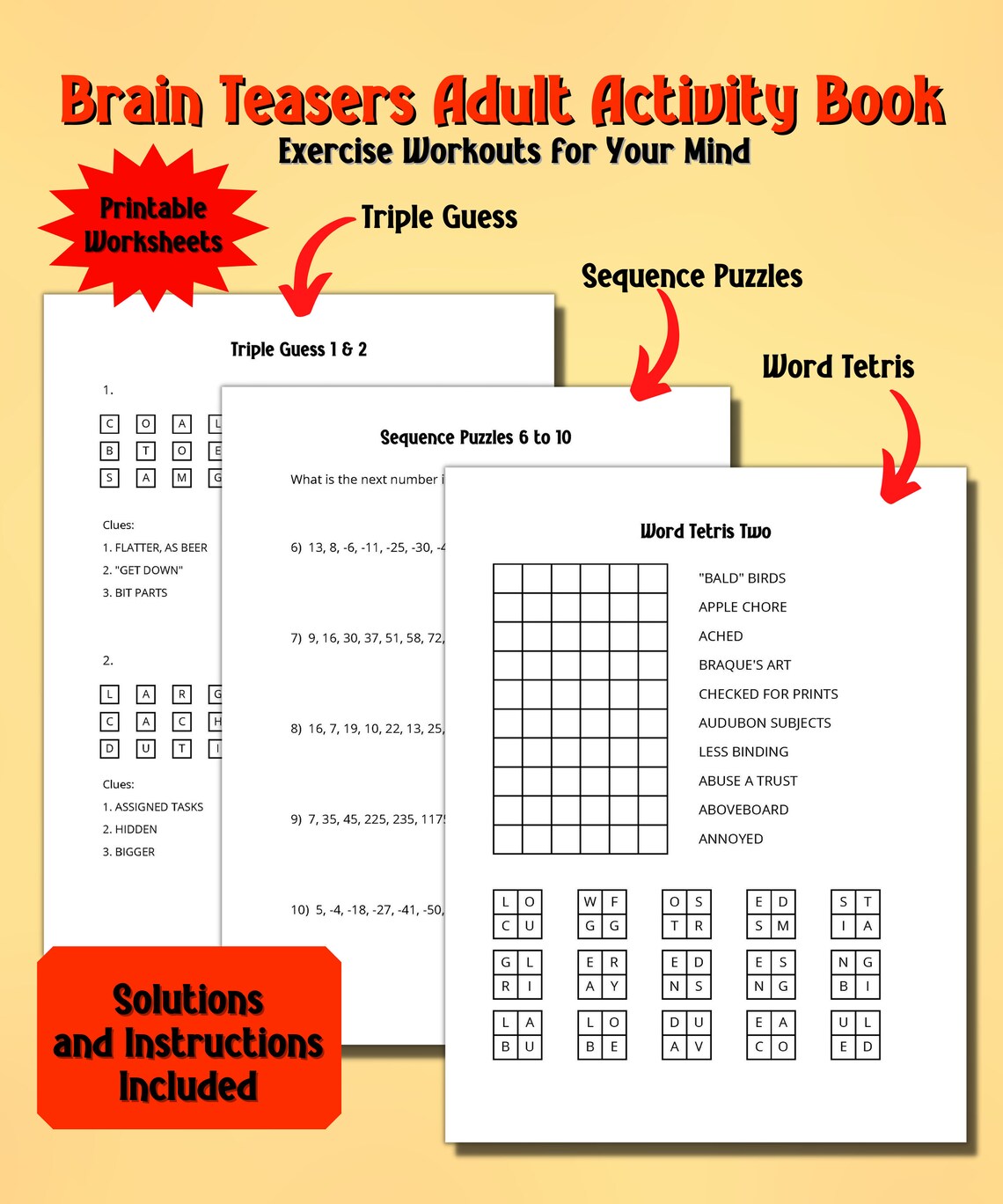 Brain Teasers Adult Activity Book Etsy