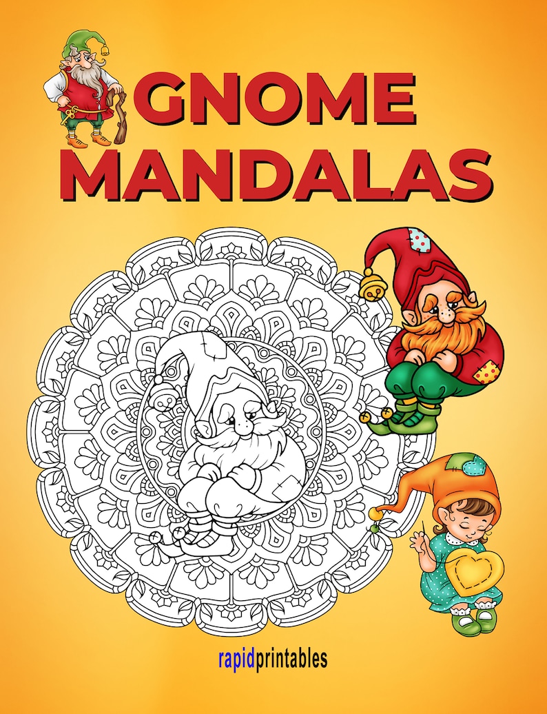 Gnome Mandalas Printable Adult Coloring Book - Etsy