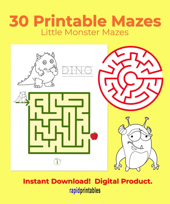 30 Printable Maze Worksheets K-3 Activity Book | Etsy