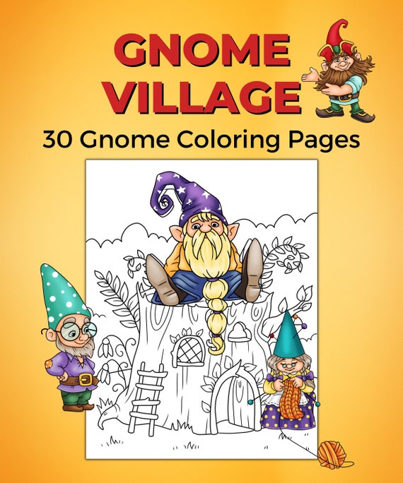 Gnome Village  30 Gnome Printable Coloring Worksheets