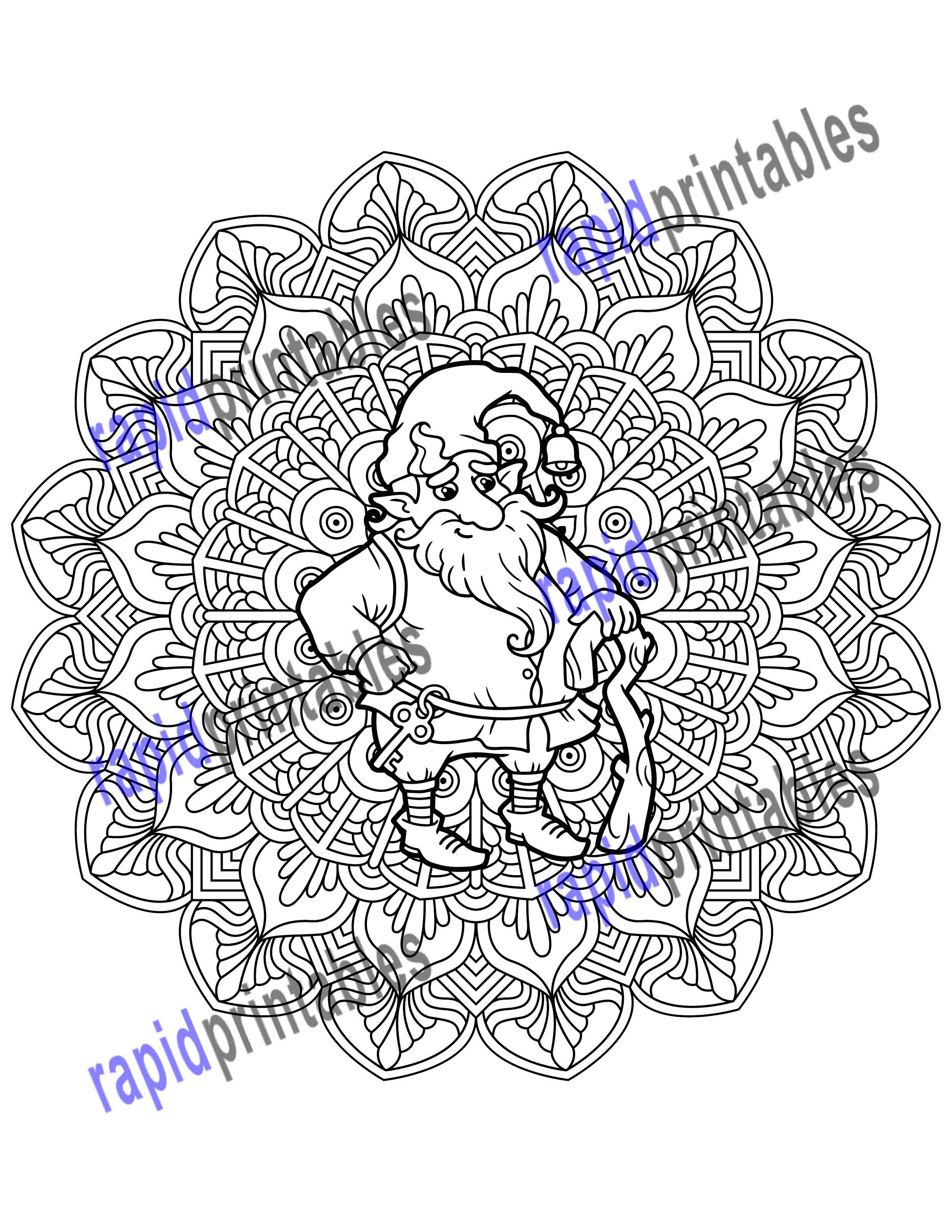 Gnome Mandalas Printable Adult Coloring Book - Etsy