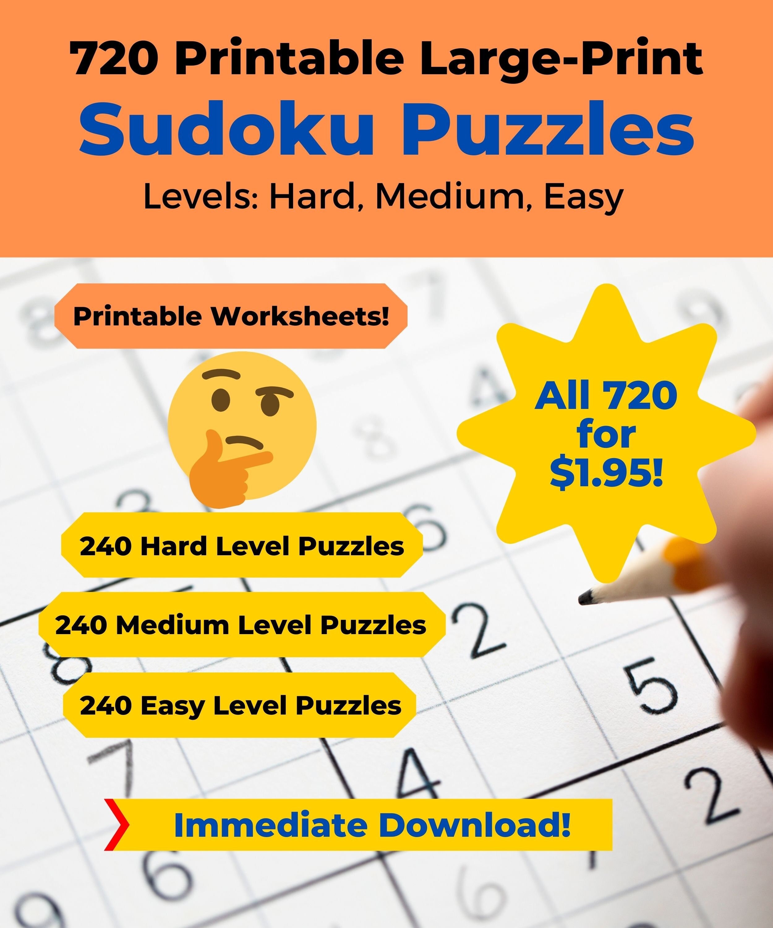 720 Printable Sudoku Puzzles Download - Etsy