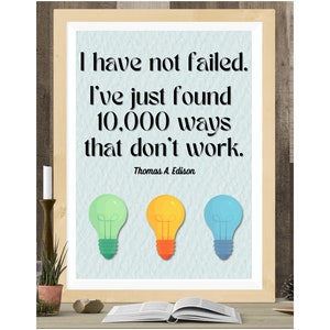 Printable Motivational Quote Poster, Thomas Edison Inspirational Quote, Wall Decor