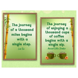 Coffee Drinkers Poster Set, Lao Tzu Quote, Coffee Quote