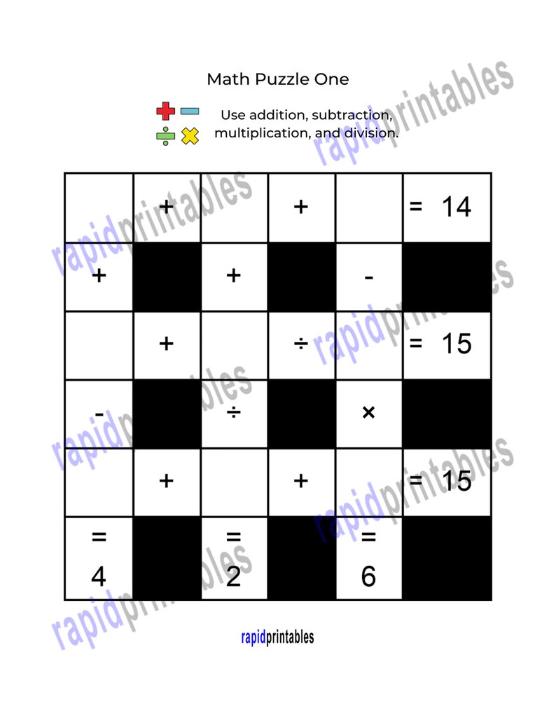 Math Printable Worksheets 40 Math Puzzle Worksheets to Reinforce ...