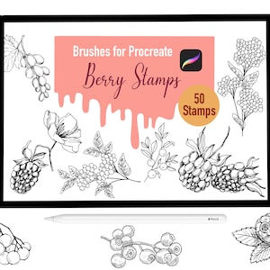 50 pinceaux de timbre Berry pour procréer, procréer des pinceaux, Nature, Paysage, Procréer des timbres, Lettrage, Cartes de vœux, Tatouage