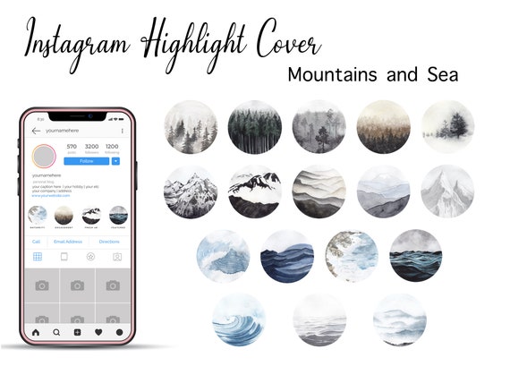 17 Instagram Highlight Cover | Highlight Icons | Mountains and Sea