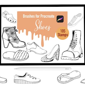105 Shoe Stamp Brushes for Procreate, Procreate Brushes, Nature, Landscape, Procreate Stamps, Lettering, Greeting Cards, Tattoo