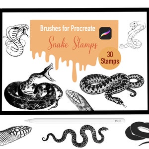30 pincéis de carimbo de cobra para procriar, pincéis de procriar, natureza, paisagem, selos de procriar, letras, cartões comemorativos, tatuagem