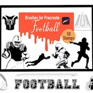 50 Football Stamp Brushes for Procreate, Procreate Brushes, Nature, Landscape, Procreate Stamps, Lettering, Greeting Cards, Tattoo