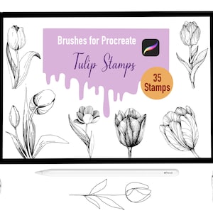 35 Tulpenstempelborstels voor voortplanting, voortplantingsborstels, natuur, landschap, voortplantingszegels, belettering, wenskaarten, tatoeage