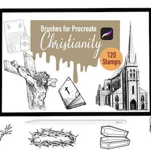120 Christianity Stamp Brushes for Procreate, Procreate Brushes, Nature, Landscape, Procreate Stamps, Lettering, Greeting Cards, Tattoo