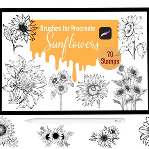 70 Brosses de timbre de tournesol pour procréer, Brosses de procréation, Nature, Paysage, Timbres de procréation, Lettrage, Cartes de vœux, Tatouage
