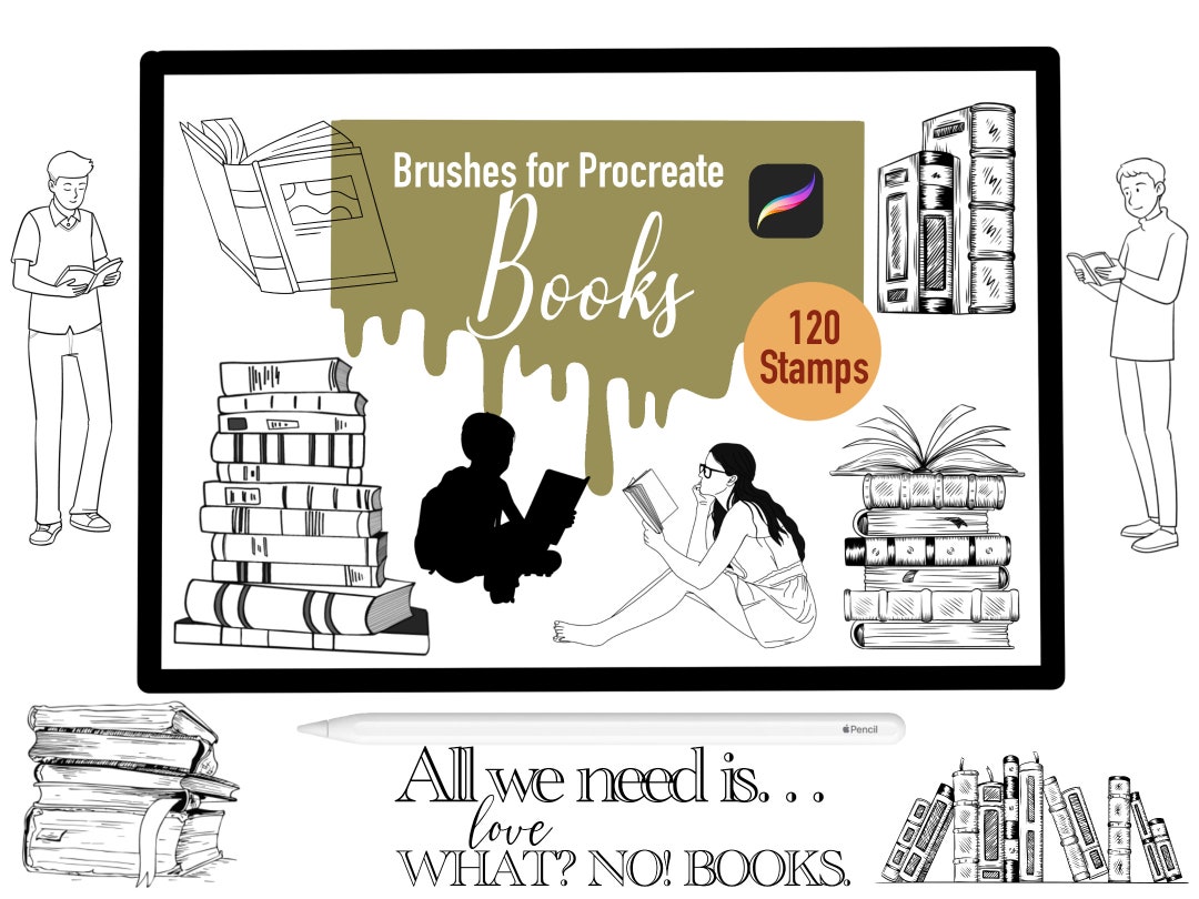 120 Book Stamp Brushes for Procreate, Procreate Brushes, Nature ...
