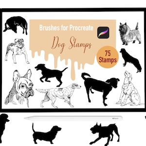 75 Dog Stamp Brushes for Procreate, Procreate Brushes, Nature, Landscape, Procreate Stamps, Lettering, Greeting Cards, Tattoo