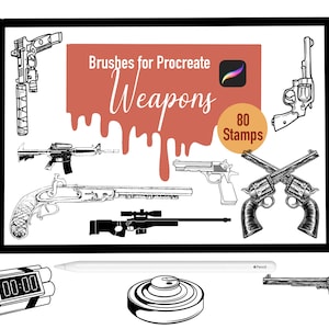 80 Weapons Stamp Brushes for Procreate, Procreate Brushes, Nature, Landscape, Procreate Stamps, Lettering, Greeting Cards, Tattoo