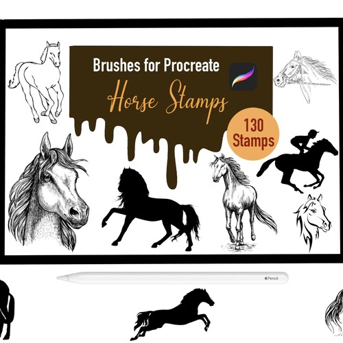 130 Horse Stamp Brushes for Procreate Procreate Brushes Etsy