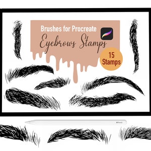 15 realistic Eyebrows Stamp Brushes for Procreate, Procreate Brushes, Nature, Landscape, Procreate Stamps, Lettering, Greeting Cards