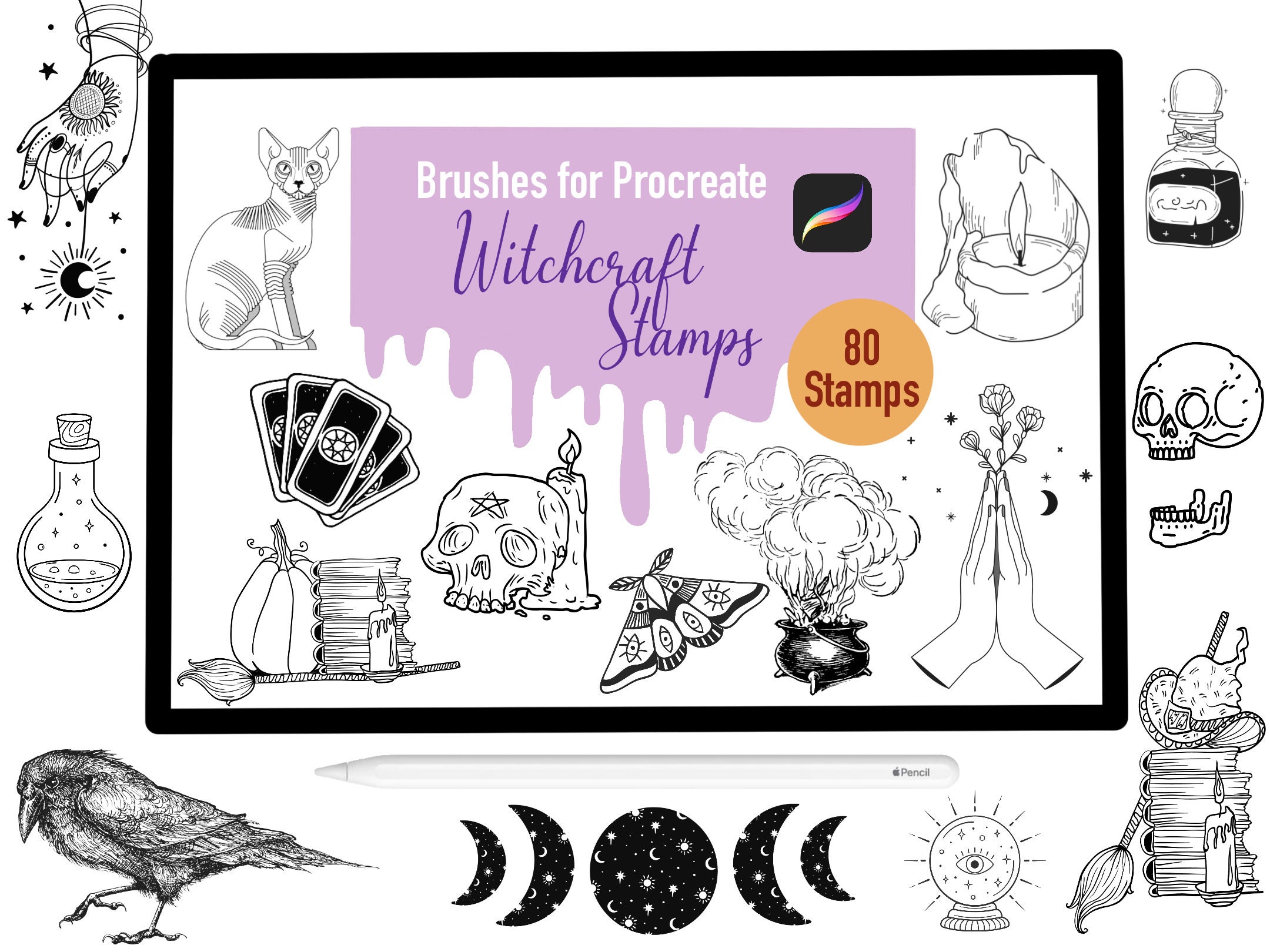 Digital Art & Collectibles Landscape Procreate Stamps Greeting Cards 50 ...