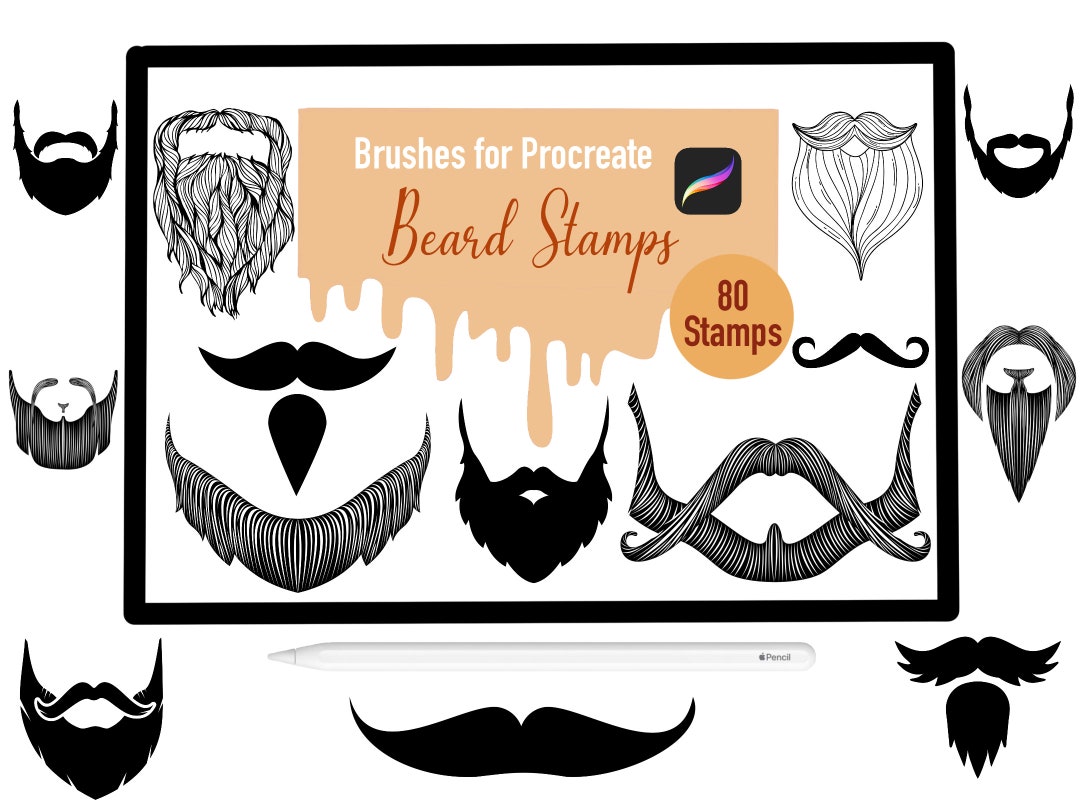 80 Beard Stamp Brushes for Procreate Procreate Brushes Etsy