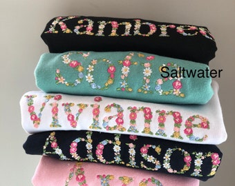 Floral Embroidered Toddler Personalized Name Sweatshirts 2T-7 Gifts for daughter Niece Birthday Girl Best Seller Unique Goddaughter