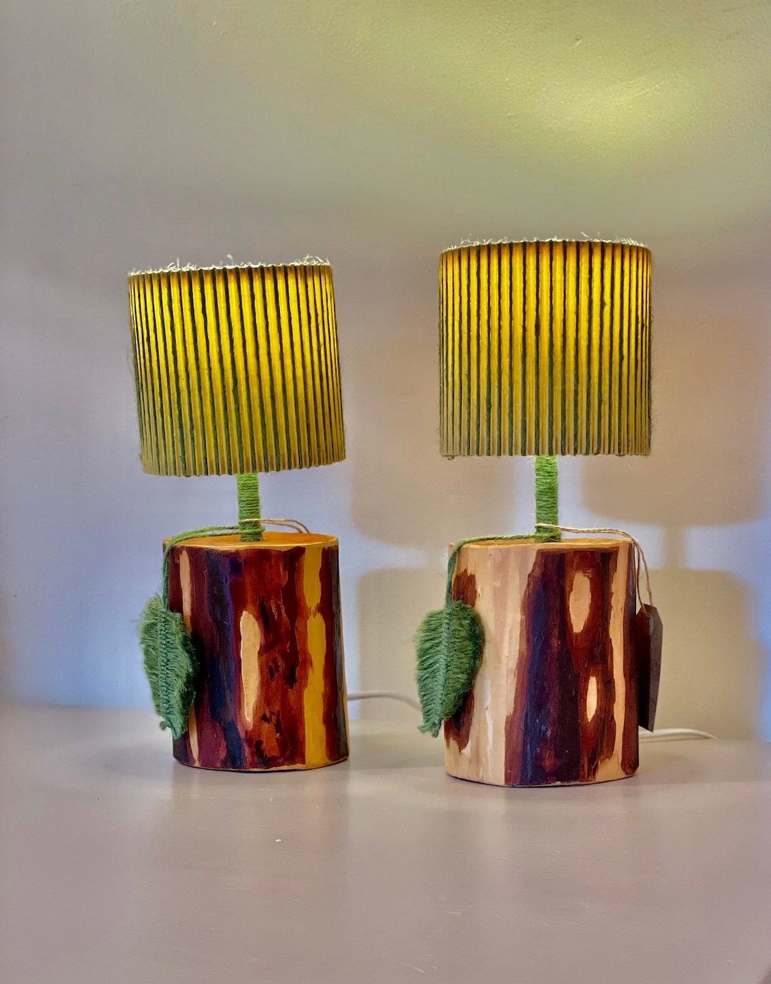 YEW TWINS, Table Lamps Wooden Table Lamps Yew Tree Lamp Handmade Little Lamps Wooden Desk Lamp