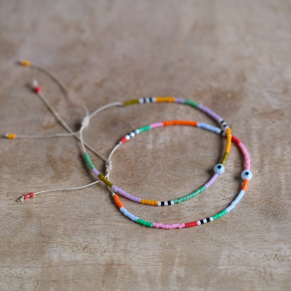 2 bracelets de perles de miyuki multicolores '' mauvais oeil''